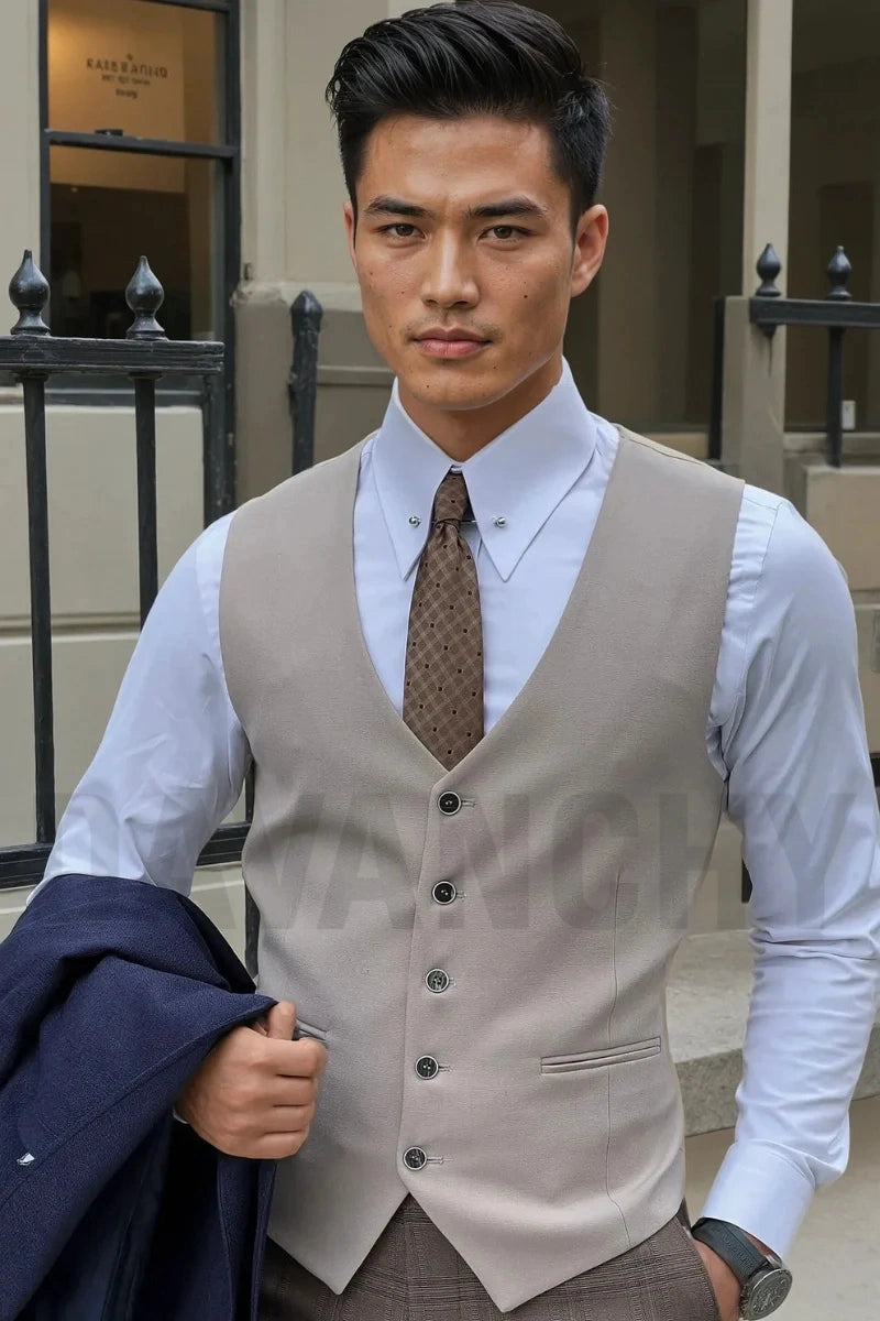 Men Grey Waistcoat Stylish Outfit for Any Formal Events Wear-Front