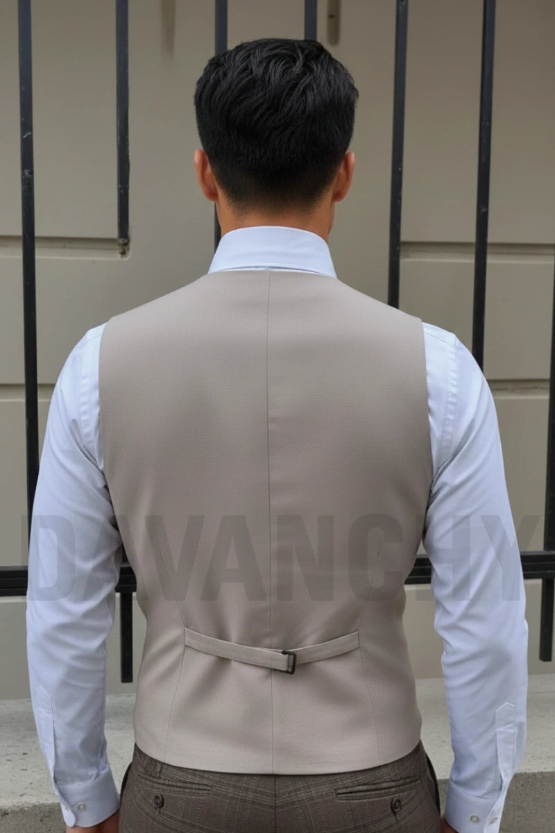 Wedding and Party Wear Formal Sleeveless Jacket for Men-Back