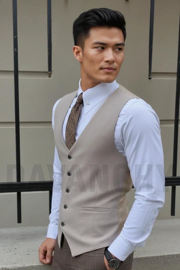 Men Comfortable and Durable Office Wear Classic Waistcoat-Side