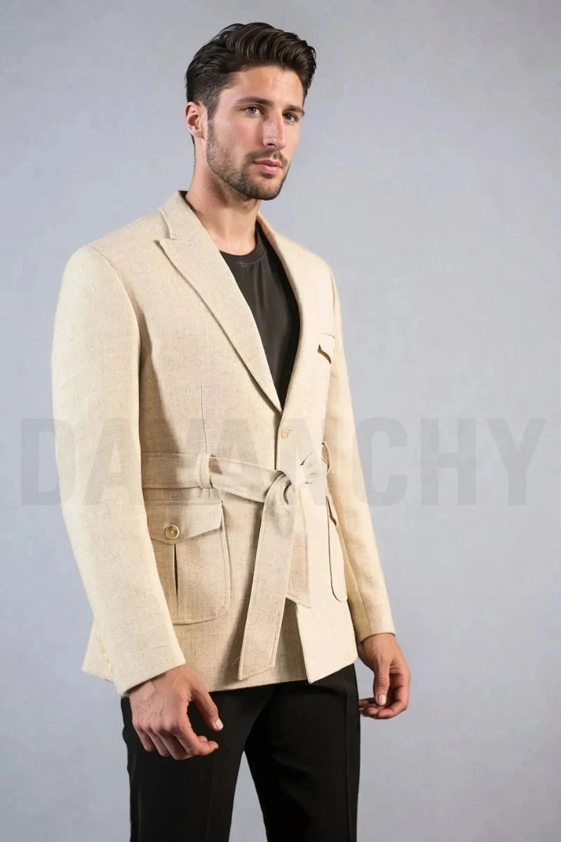 Designer Safari Style Jacket for Men-Side