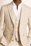 Men Linen Suit Cream Wedding Suit Linen Party Wear Linen Prom DaVanchy