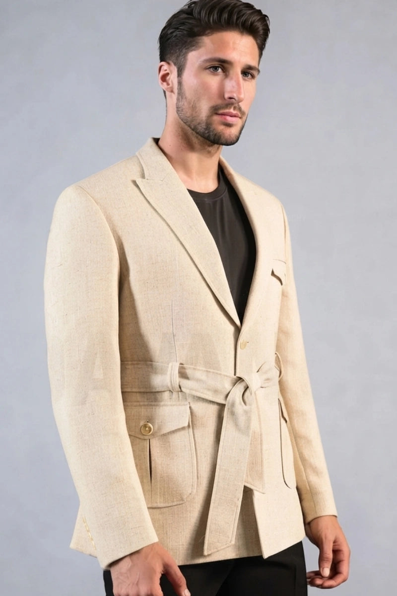 Designer Safari Style Jacket for Men-Side