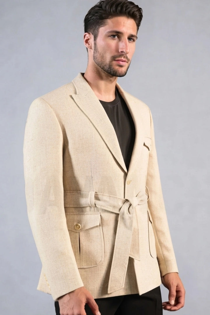 Designer Safari Style Jacket for Men-Side