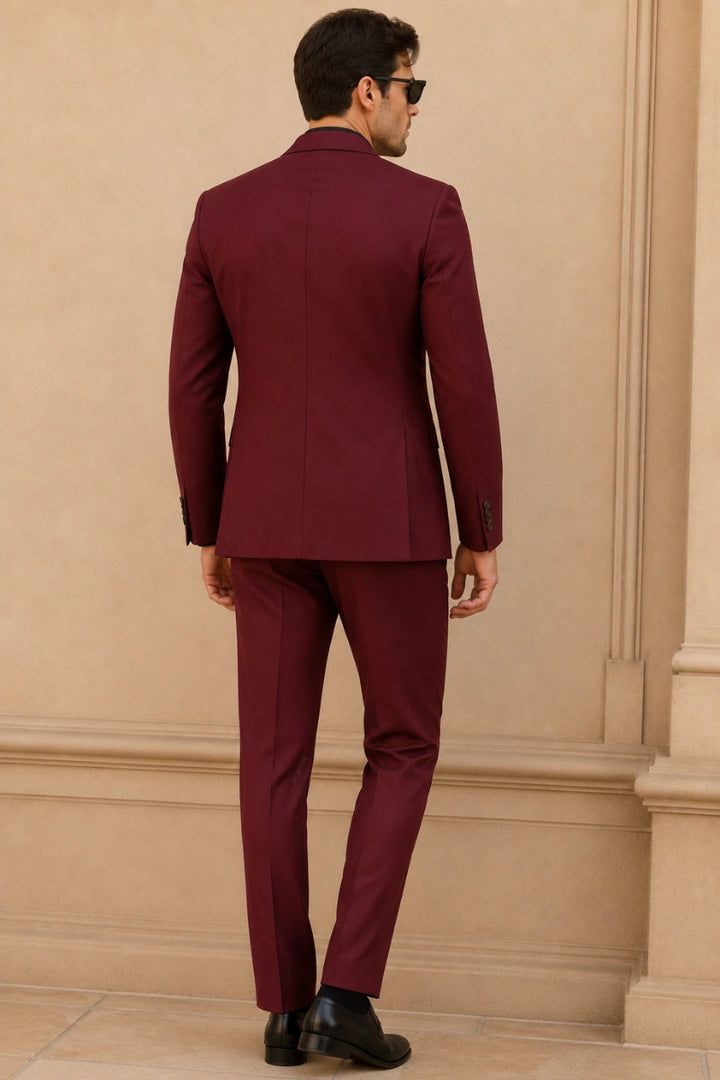 Maroon Wedding Suit for Men-Back