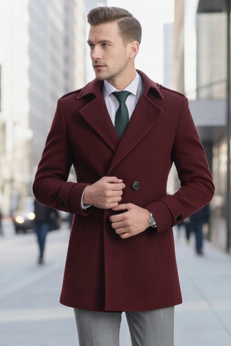 Men Stylish Pea Coat-Front