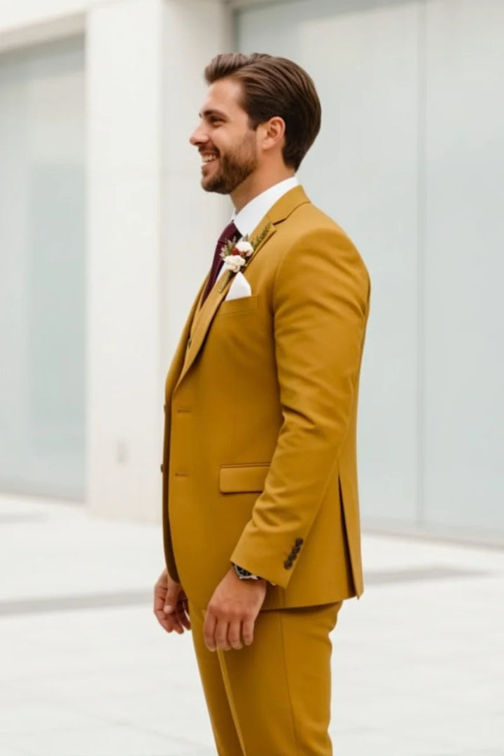Mustard Groomsmen Wedding Wear Outfit-Side
