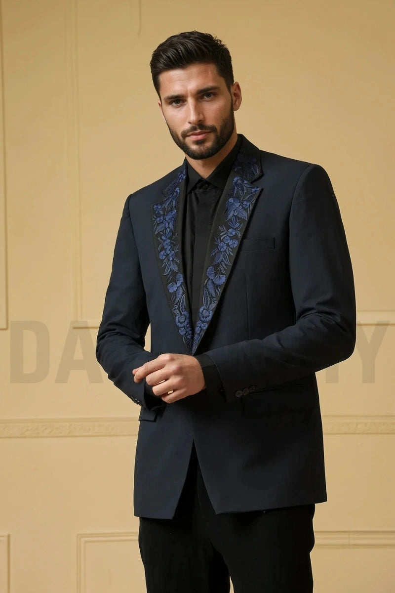 Premium Navy Blue Men’s Tuxedo Coat-Front