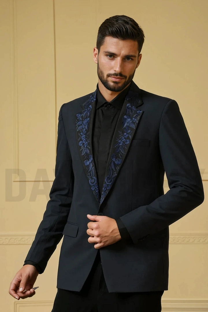 Dinner and Part Wear Navy Blue Designer Coat-Front