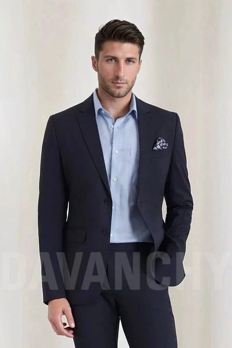 Men’s Navy Blue Two-Piece Suit-Front