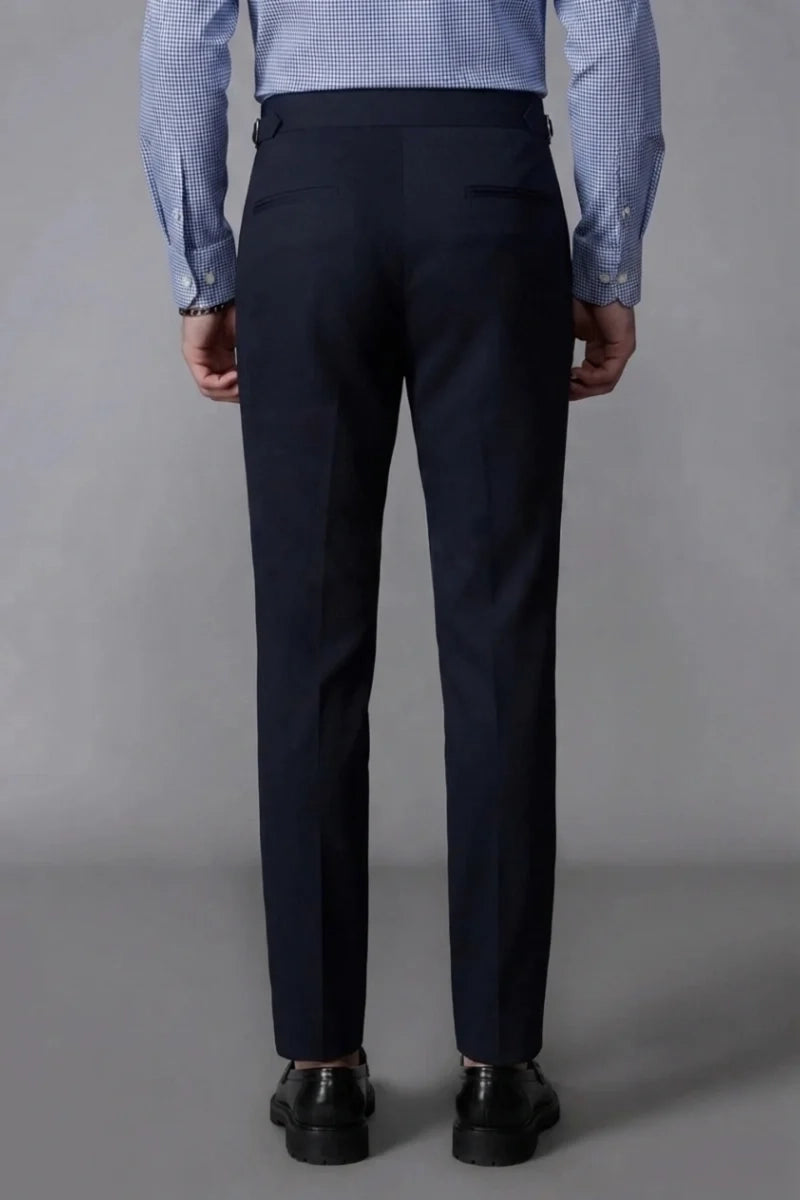 Men Black Navy Blue Formal Gurkha Trouser Premium-Back