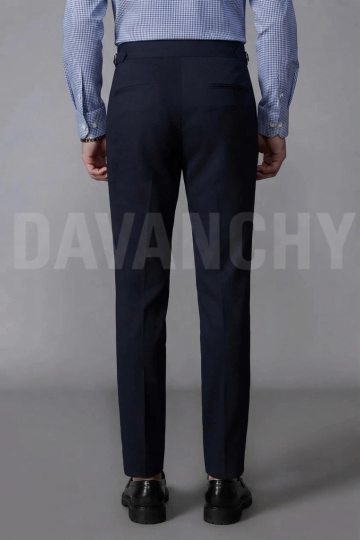 Men Black Navy Blue Formal Gurkha Trouser Premium-Back