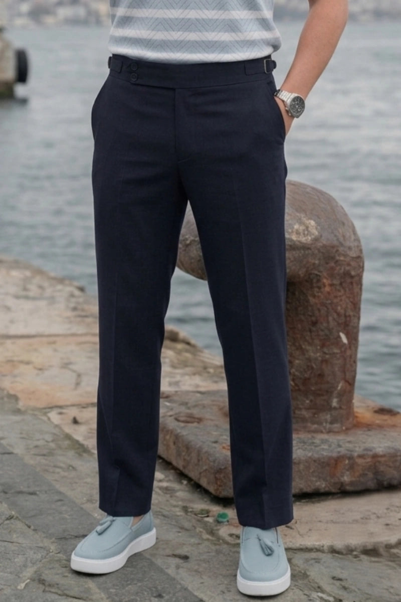 Men Navy Blue Stylish Gurkha Pant-Front