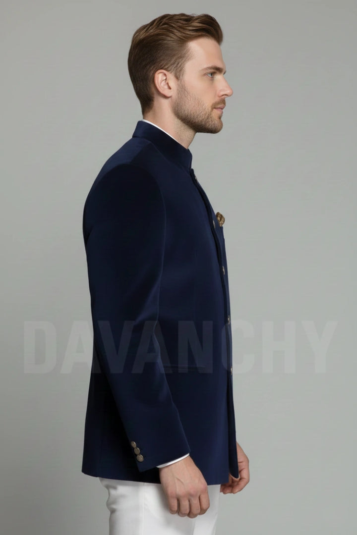 Mandarin Jacket for Men Traditional Wedding Wear-Side