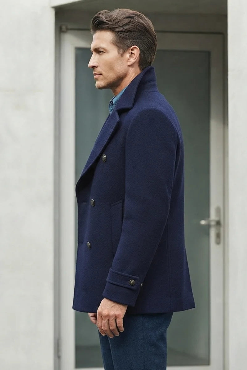 Winter Outerwear Tweed Coat For Men-Side