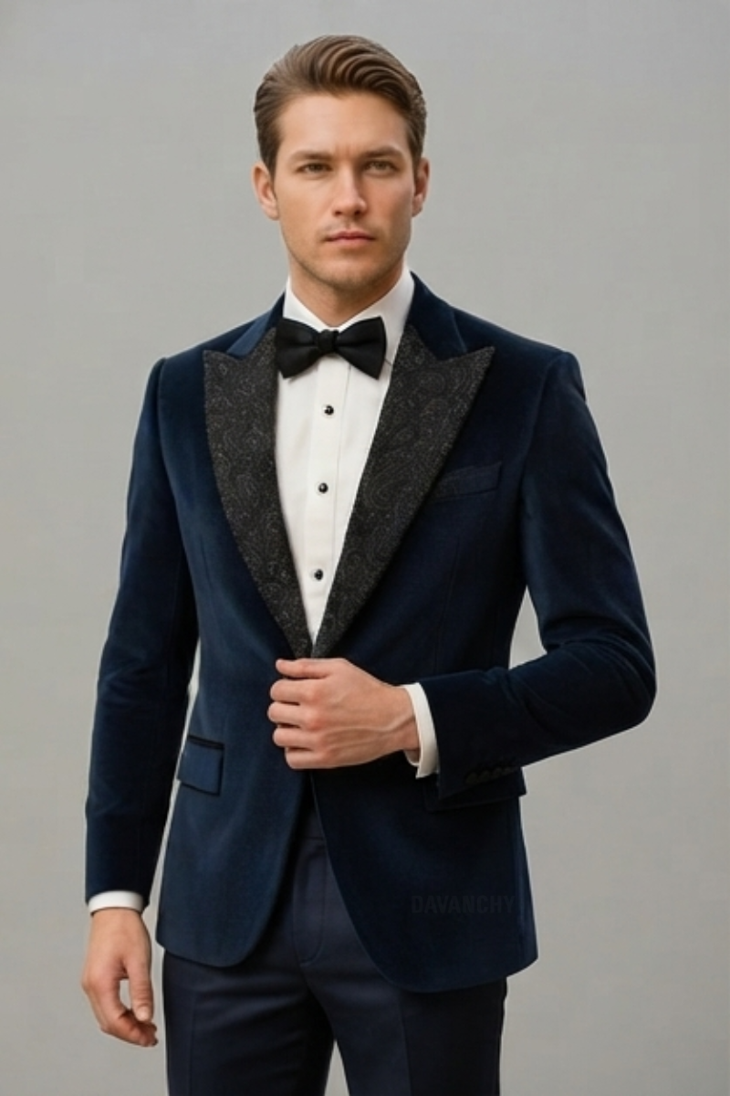 Premium men velvet tuxedo jacket-Front