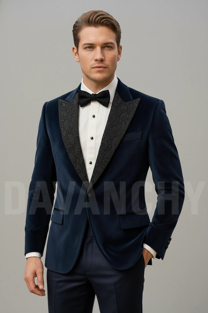 Premium men’s velvet tuxedo jacket-Front