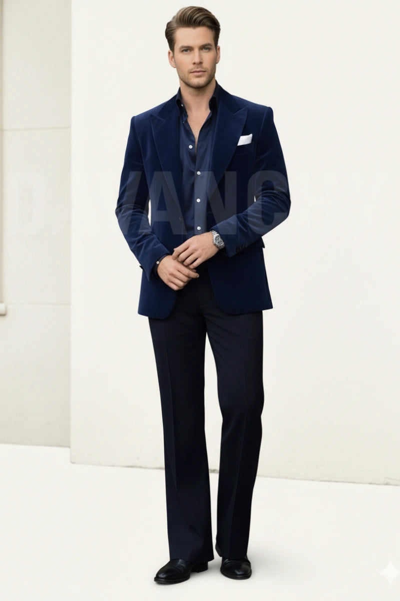 Premium velvet two piece suit for men-Front