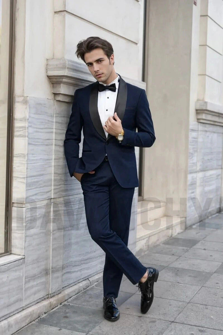 Men’s navy blue tuxedo suit two piece