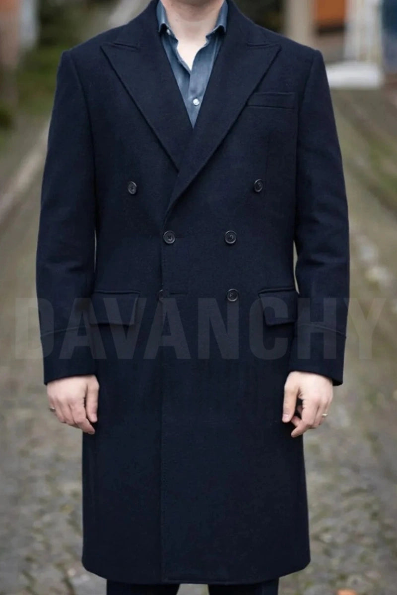 Men Navy Stylish Overcoat-Front
