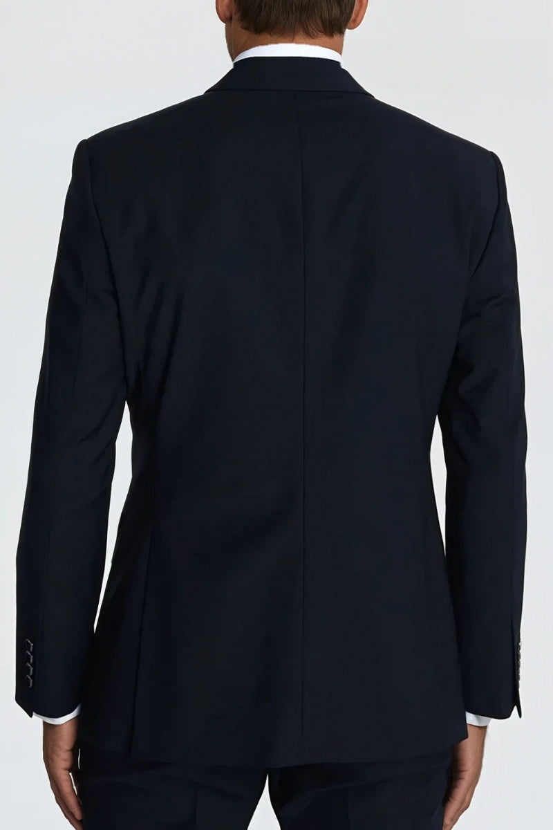 Men Classic Formal Navy Blue Double Breasted Two Piece Suit Perfect Attire For Wedding Wear Dinner Suit Grooms men Tailored Fit Suit