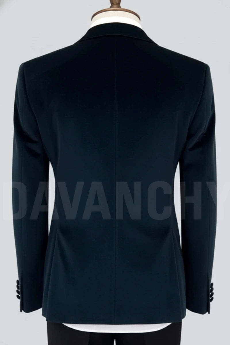 Men navy blue dinner and party wear coat-Back