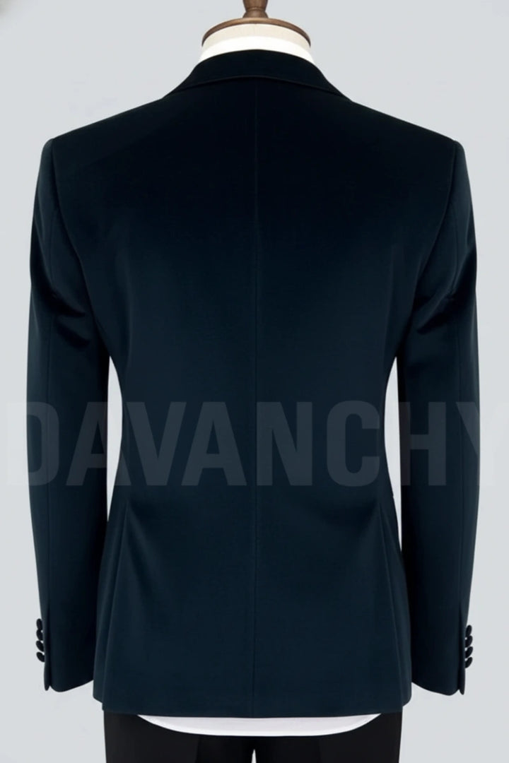 Men navy blue dinner and party wear coat-Back