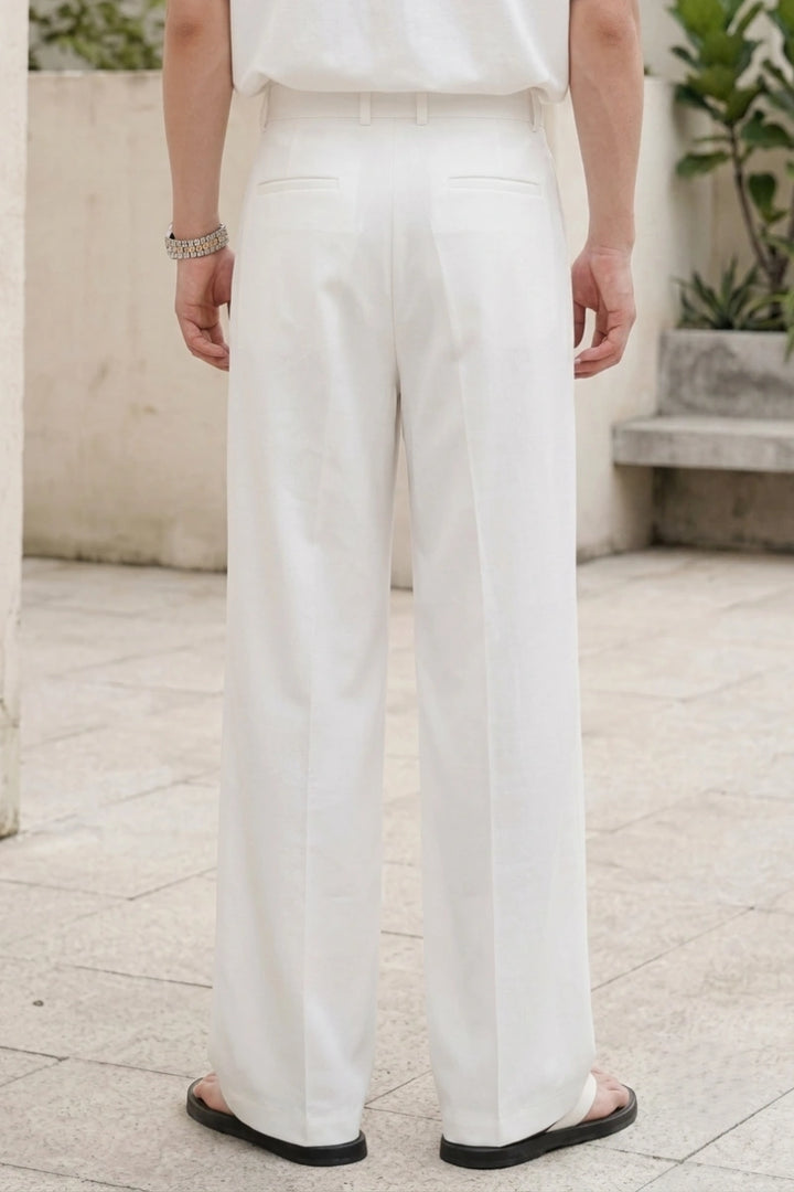 Men’s Off White Tailored Trousers (Back)