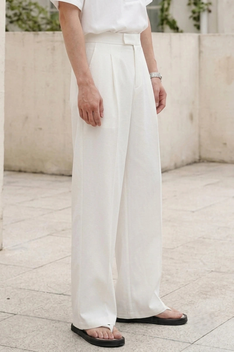 Off White Pleated Pant For Men&