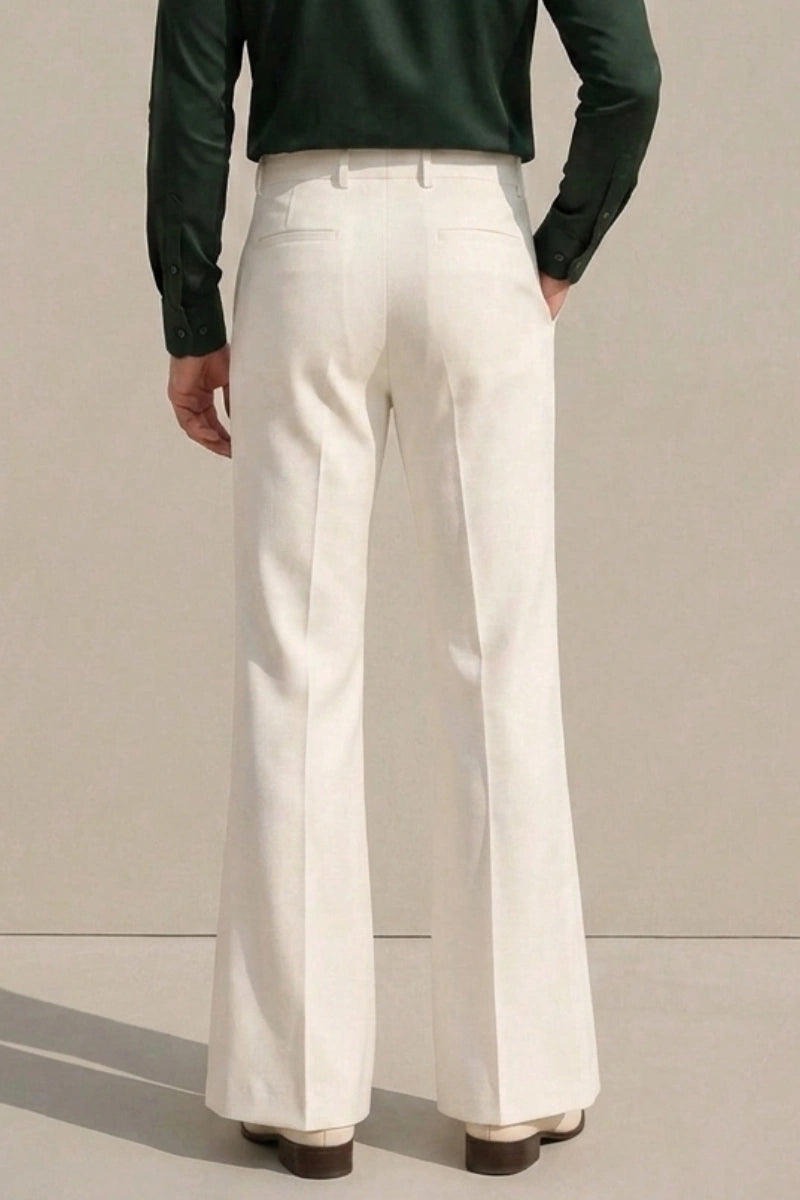 Off White Flared Party Wear Pants for Men (Back)  
