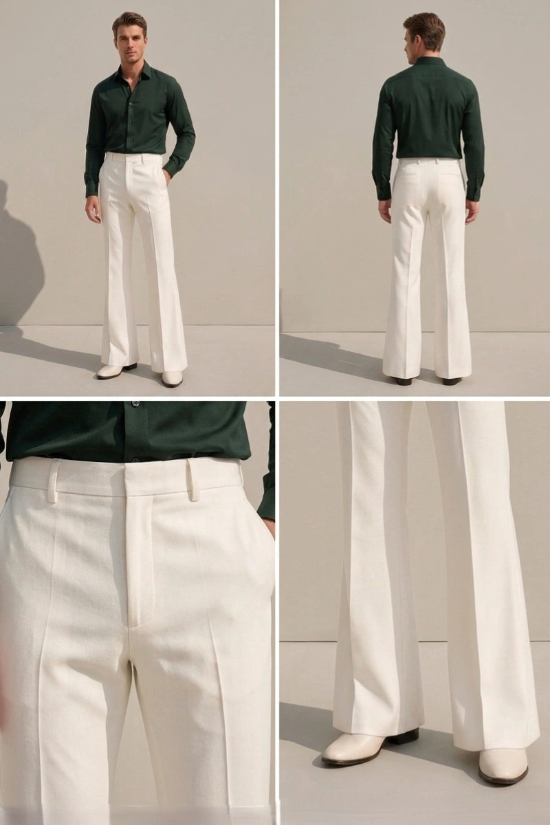 Men Off White Bootcut Dress Pants (Collage)