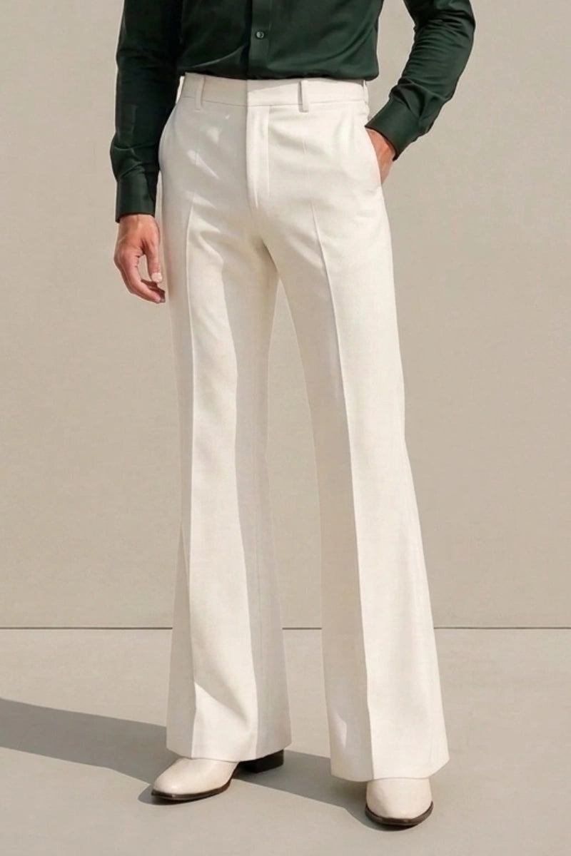 Men's Off White Bootcut Pants (Front)
