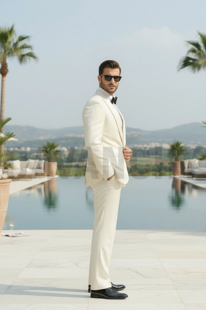 Modern slim-fit formal suit designed for groom wear-Side