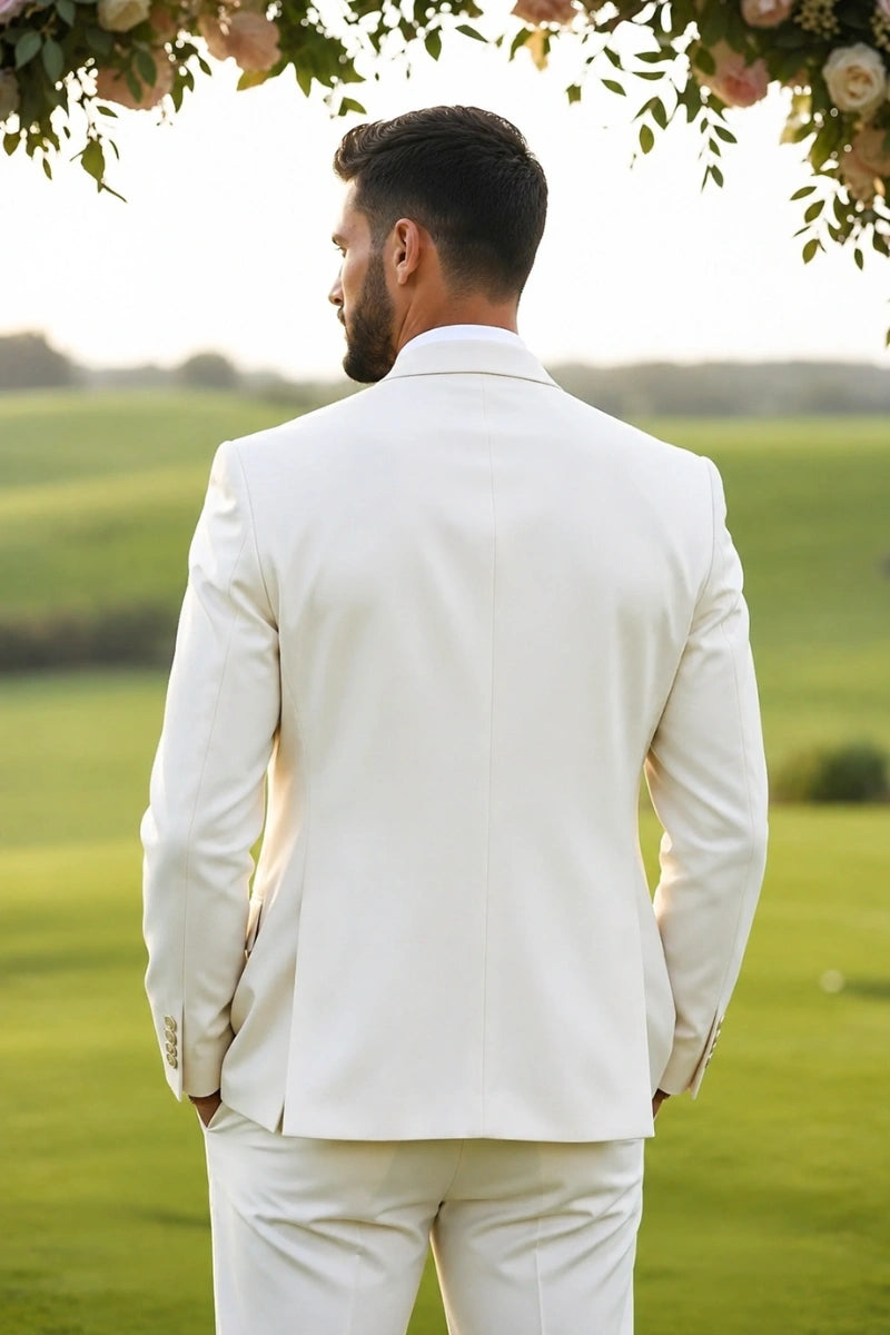Stylish off-white men three piece suit-Back