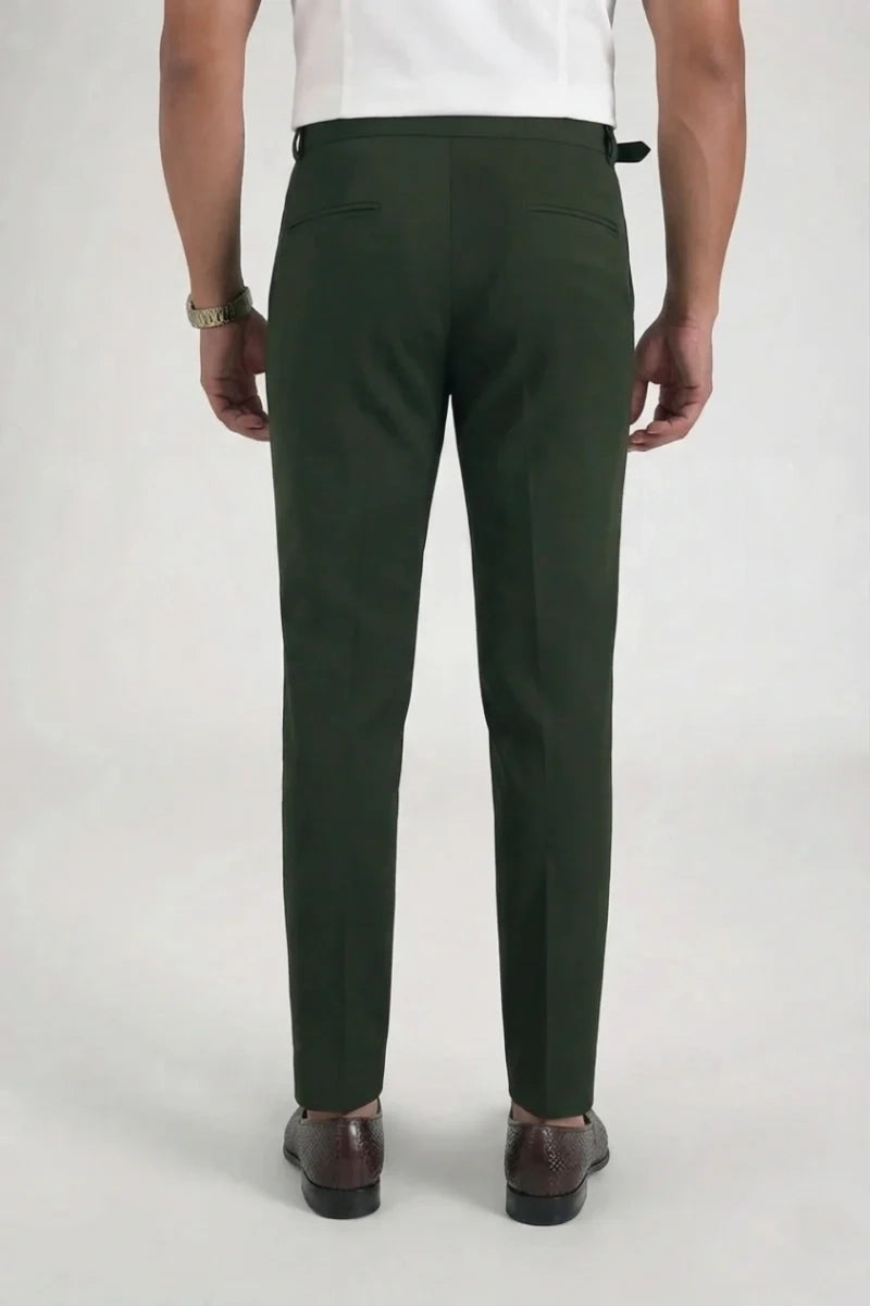 Men Olive Green Premium Formal Pant-Back