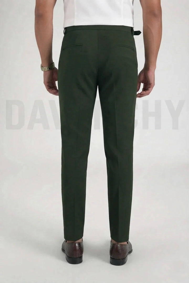 Men Olive Green Premium Formal Pant-Back