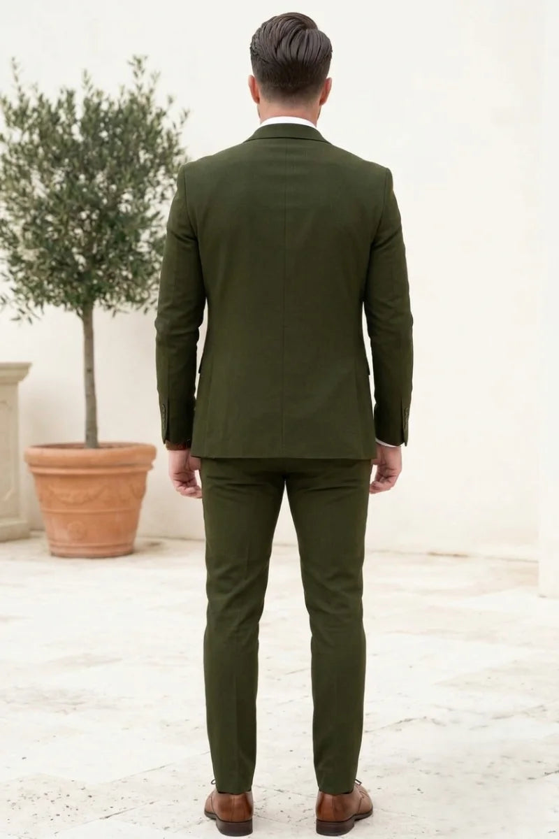 Olive Green Night Party Wear Outfit for Men - Back