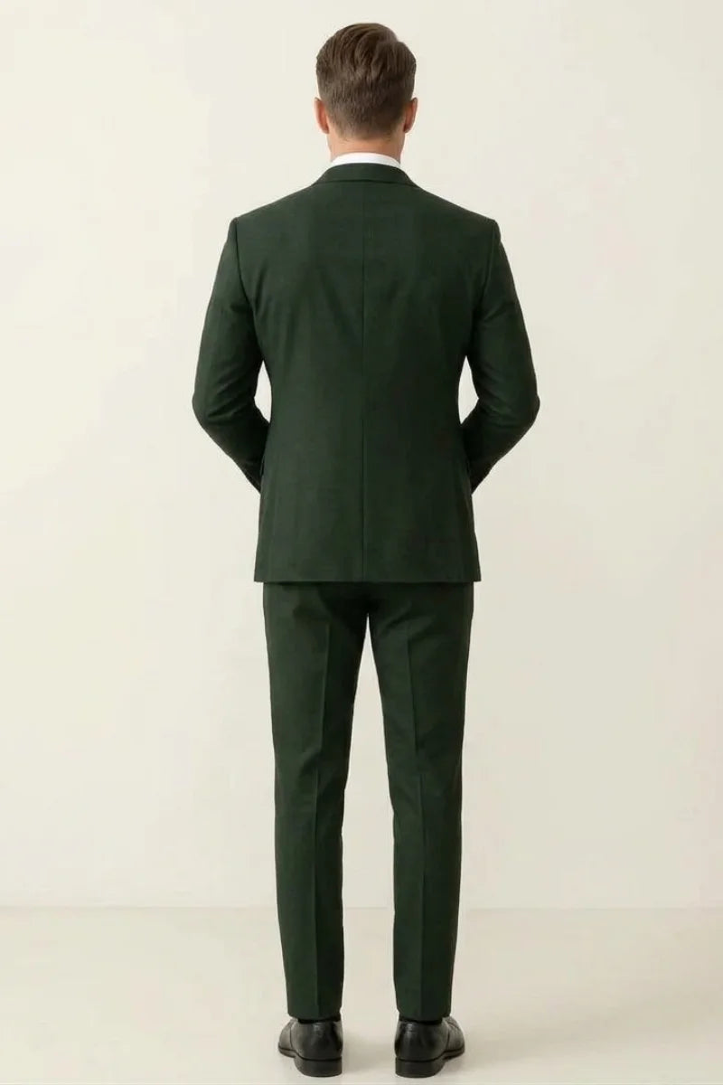 Olive Green Groomsmen Wedding Wear Outfit - Back