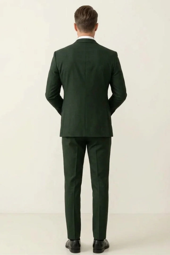 Olive Green Groomsmen Wedding Wear Outfit - Back