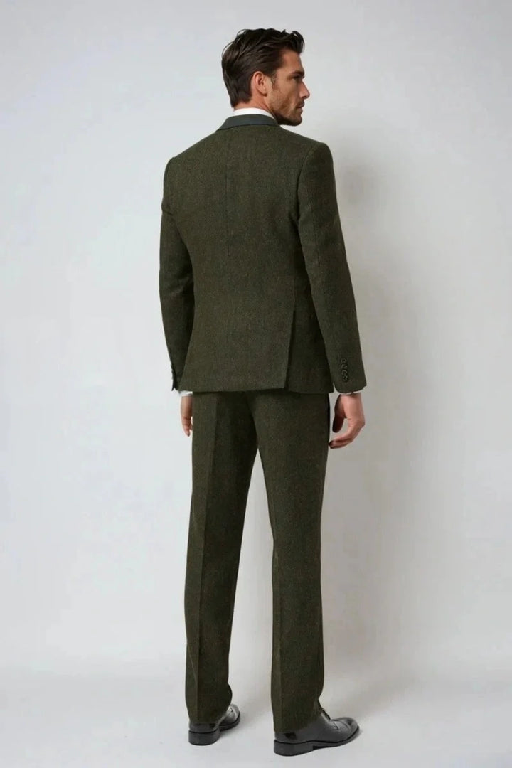 Olive Green Winter Wear Outfit For Men - Back