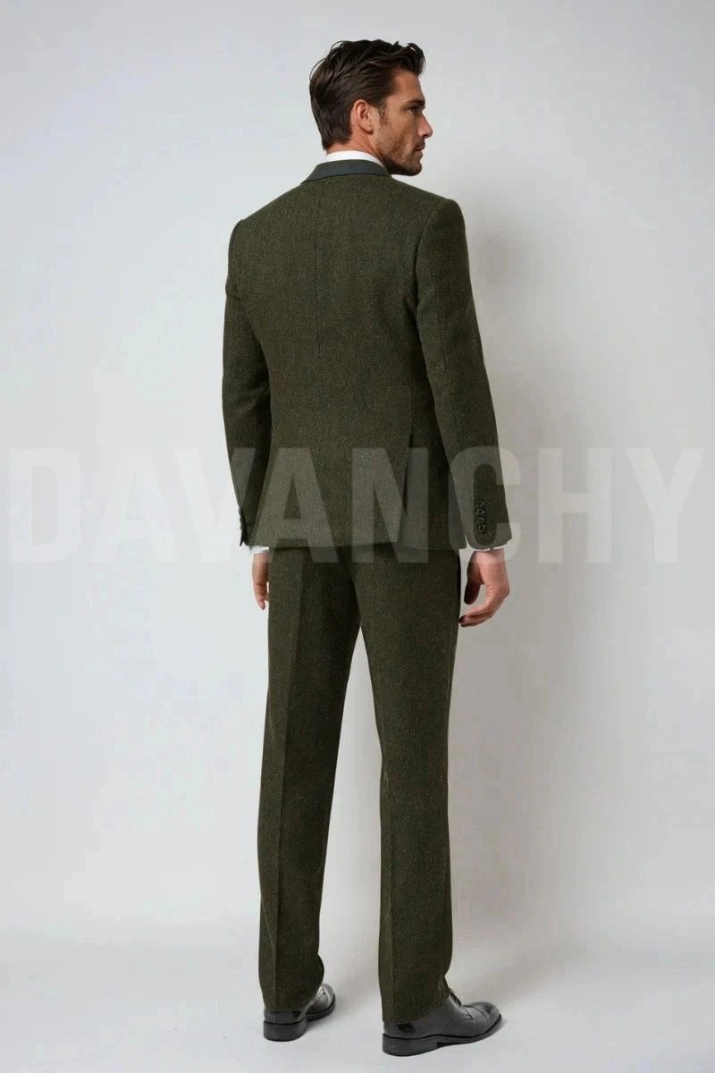 Men coat waistcoat and pant set -Back