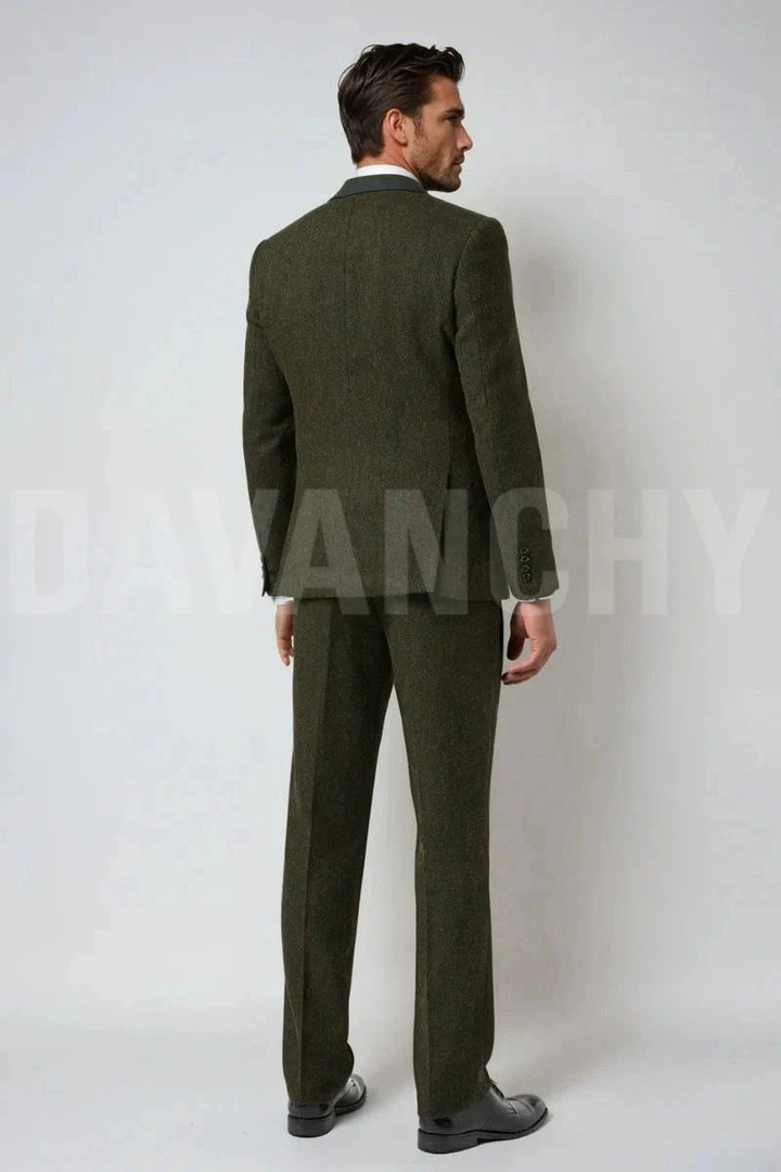Men coat waistcoat and pant set -Back