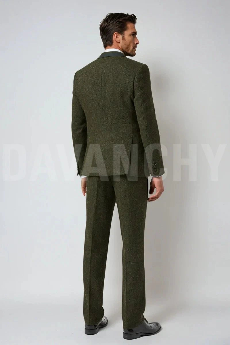 Men coat waistcoat and pant set -Back