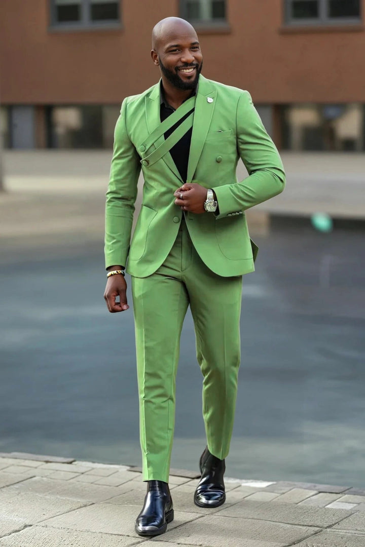 Men Designer Two Piece Suit Stylish Green Suit Prom Suit Custom Suit Best Gift For Husband