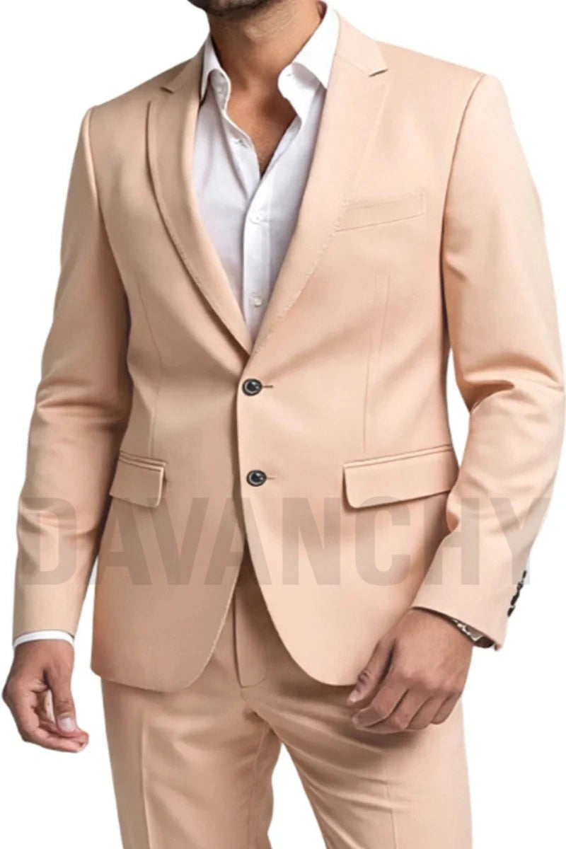 Groom suit for wedding in pastel peach-Front