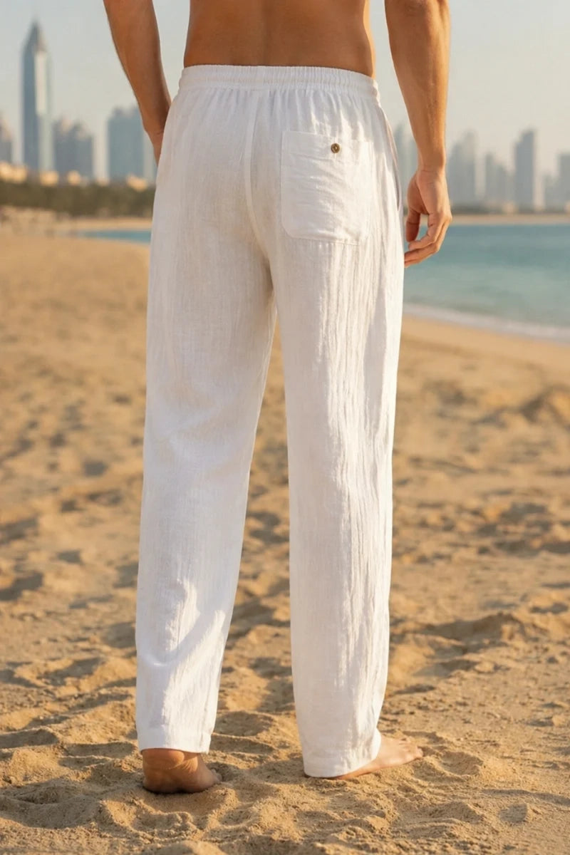 White Beach Wear Pants For Men (Back)