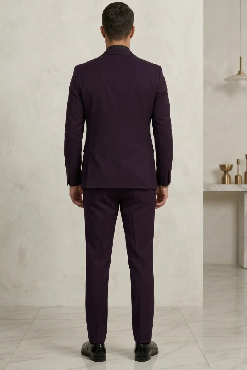Men Purple Valentine’s Day Wear Outfit - Back