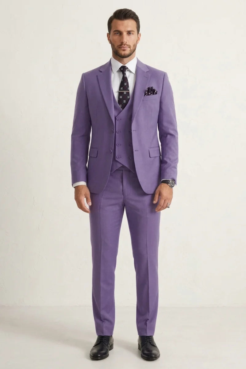 Men's Single Breasted Three Piece Suit-Front