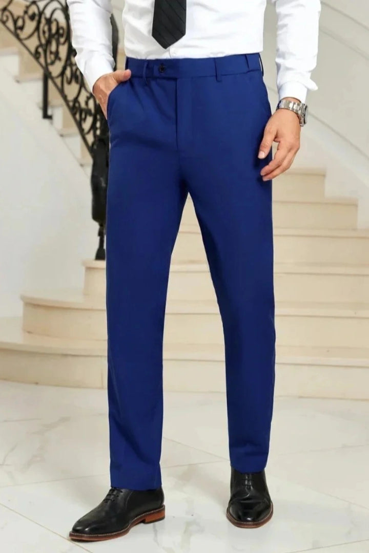 Men Royal Blue Formal Pant-Front