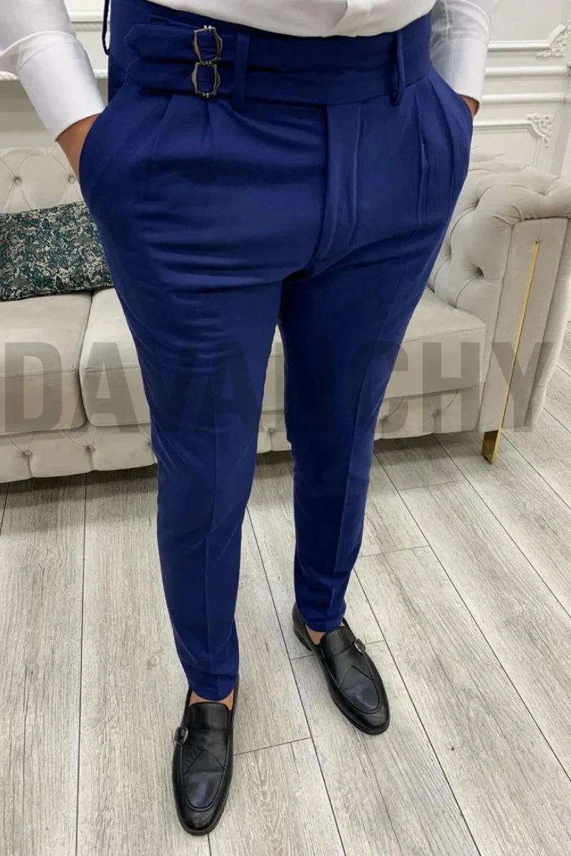 Men Premium Royal Blue Gurkha Trouser-Front