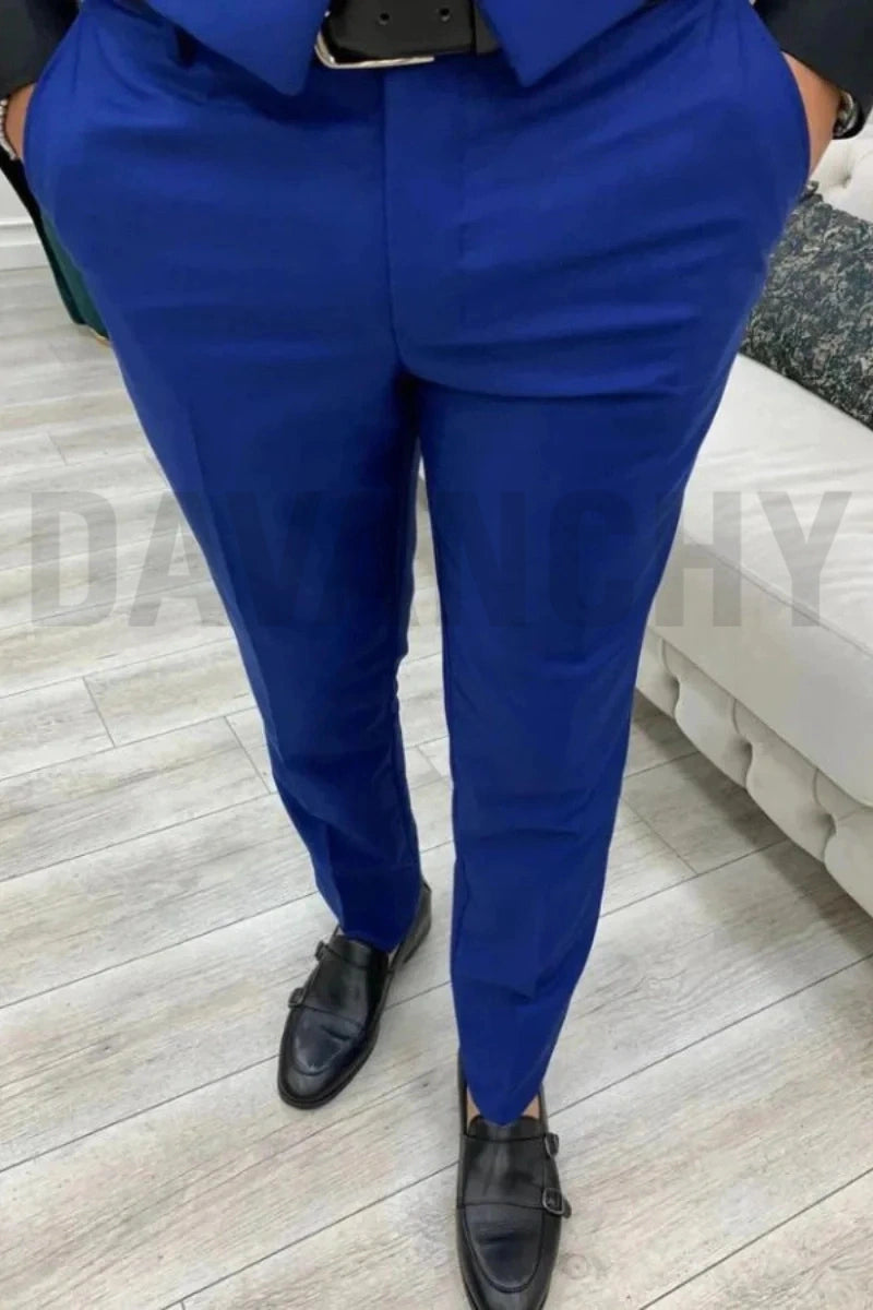 Men Royal Blue Formal Pant-Front